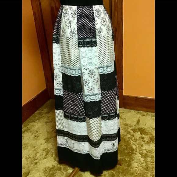 Vintage Dresses & Skirts - Vintage 70s boho hippie patchwork lace long skirt